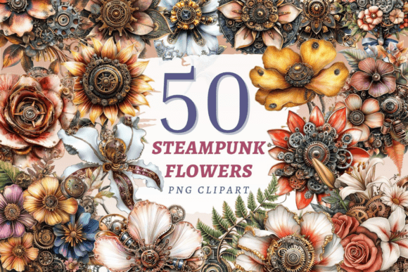 Download Steampunk Flowers PNG Bundle - Flowers Collection