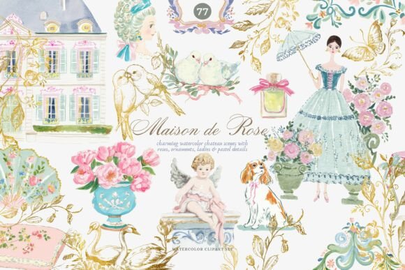 Download Watercolor Rococo Clipart Set - Premium Resources