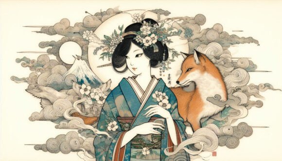Download Ukiyo-e Japanese-style Art of a Girl Wit - Premium Resources