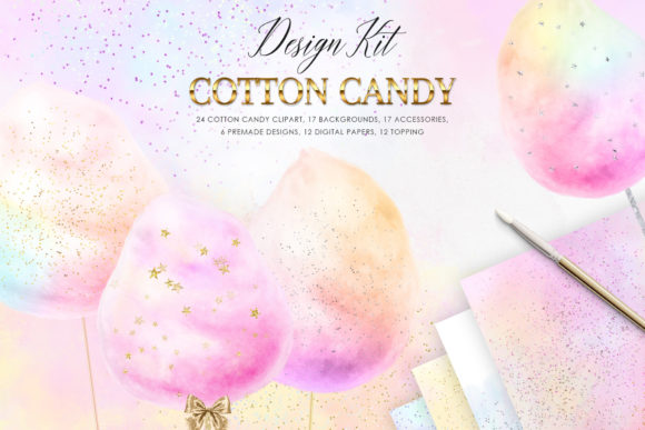 Download Cotton Candy Clipart, Sweet Design Kit - Premium Bundle